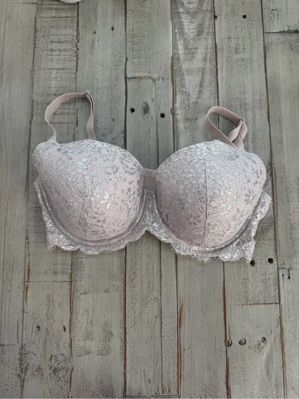 Victoria's Secret Dream Angels Lace Demi Underwire Bra - Pink/Silver Sz. 36DD - Picture 2 of 8